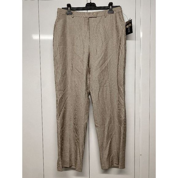 Anne Klein NWT Taupe Black Checkered Straight Leg Wool Pants, Sz 12P, MP $245 - Picture 1 of 15